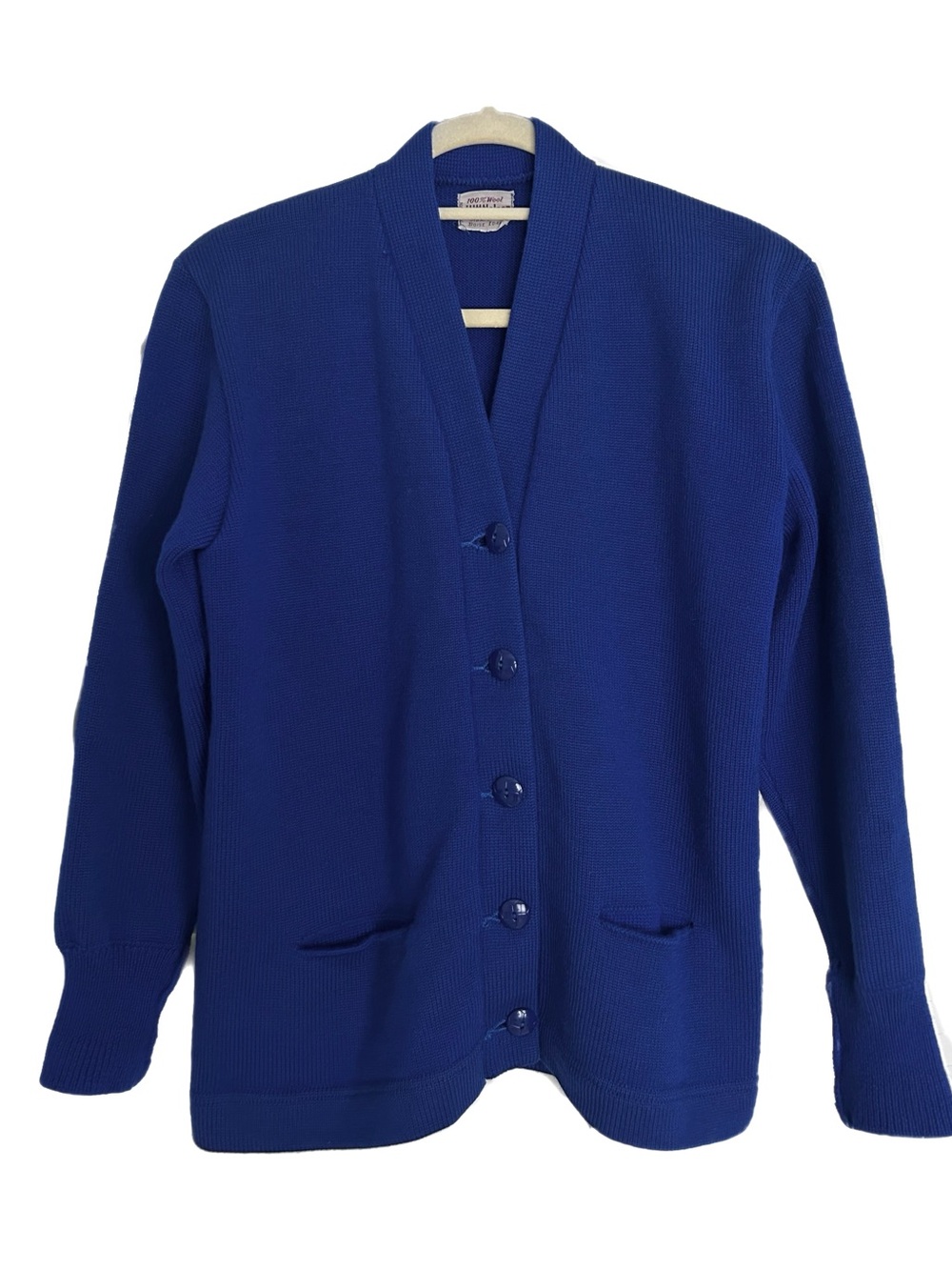 Vintage Nelson Varsity College Sweater 100% Wool Blue Pockets Retro Mid Century